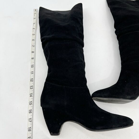 Eileen Fisher Slouched Tall Heeled Boots Women’s Black Suede Women's 9 Classic - Picture 10 of 11